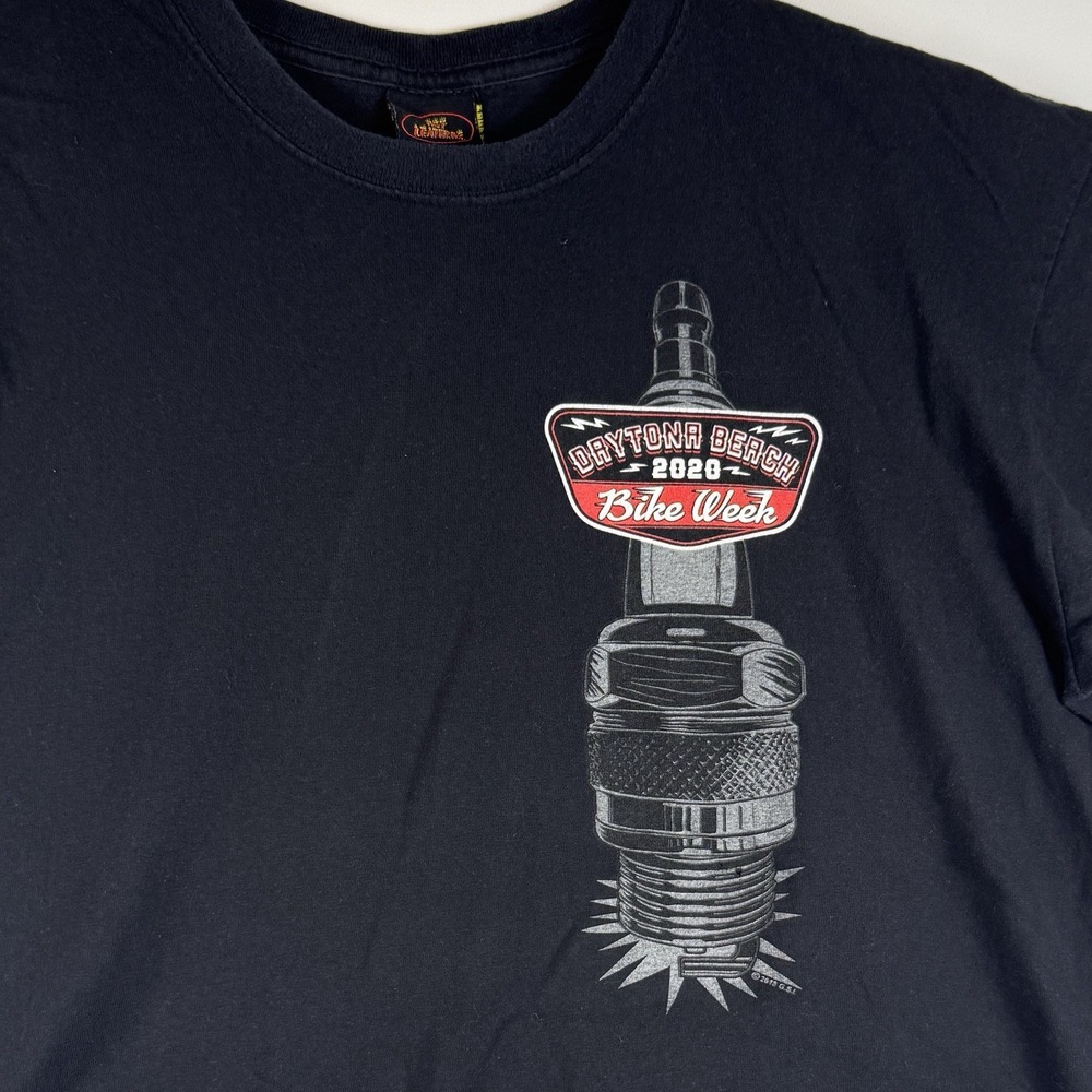 Hot Leathers Daytona Beach Bike Week 2020 Spark Plug Graphic T-Shirt Mens XL